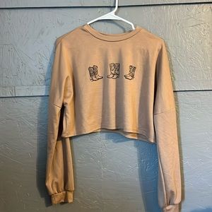 Cowgirl Brown Crop top long sleeve
